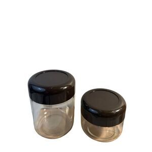 2 Heller Designs‎ INC glass containers brown lids USA VTG